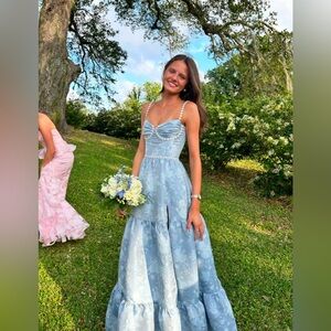 V. Chapman Lucetta Corset Tiered Maxi in Blue